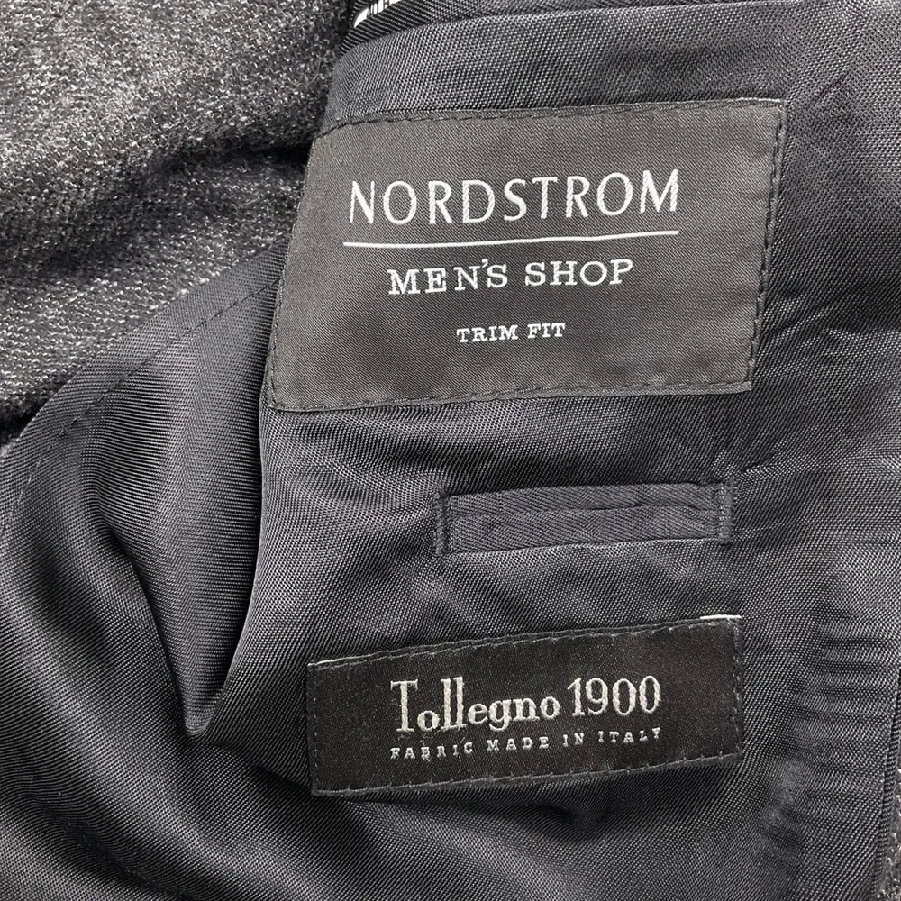 Nordstrom Blazer Mens 40R Gray Plaid Tollegno 1900  Trim Fit Italian Wool Jacket